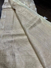 Offwhite Soft Banarasi Linen Silk Cotton Saree for Festive - Saree - Aakritee - S10712